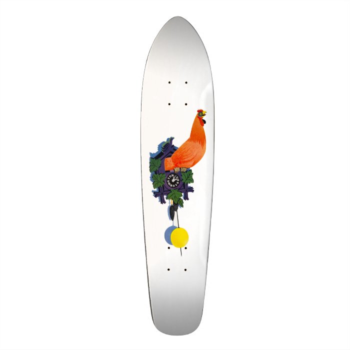 Retro Chicken Coo Coo Clock Rooster Time Vintage Skateboard