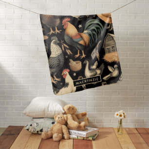Retro Chicken Farm Pattern Baby Blanket