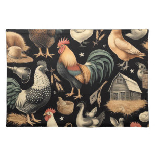 Retro Chicken Farm Pattern Cloth Placemat