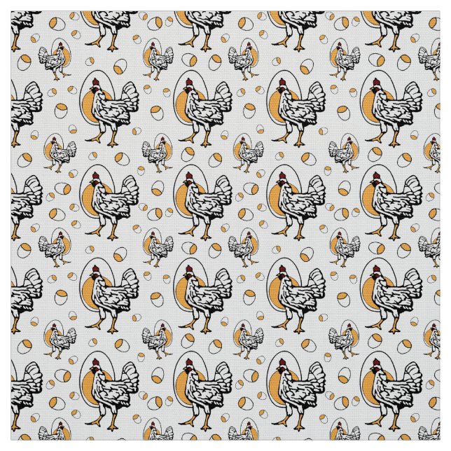 Retro Chickens Fabric (Swatch)