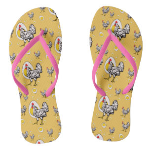 Retro Chickens Flip Flops