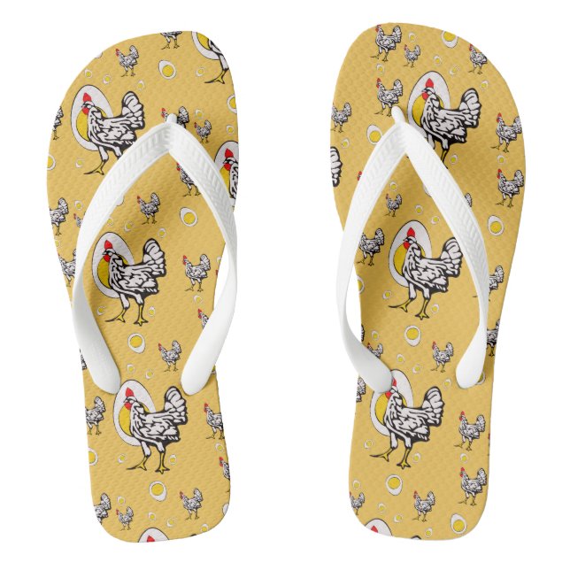 Retro Chickens Flip Flops (Footbed)