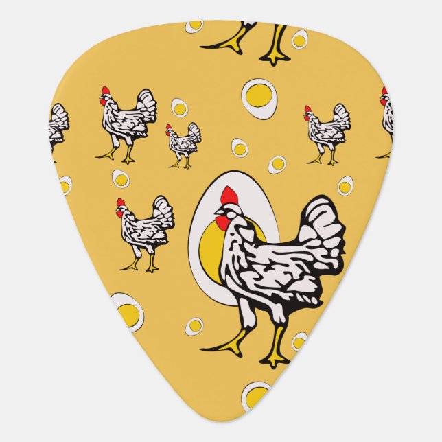 Retro Chickens Guitar Pick (Front)