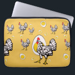 Retro Chickens Laptop Sleeve<br><div class="desc">Our design includes cartoon graphics of sliced egg white and egg yolk, and chickens. It's specially made for Roseanne, my sister for life! We love our all-time favorite fried chicken - Mama's Chicken, our mother's specialty food. Yummy! Drooling! Our Funny Chick Hen Chicken Egg Yolk Farm Animal Farming Design makes...</div>