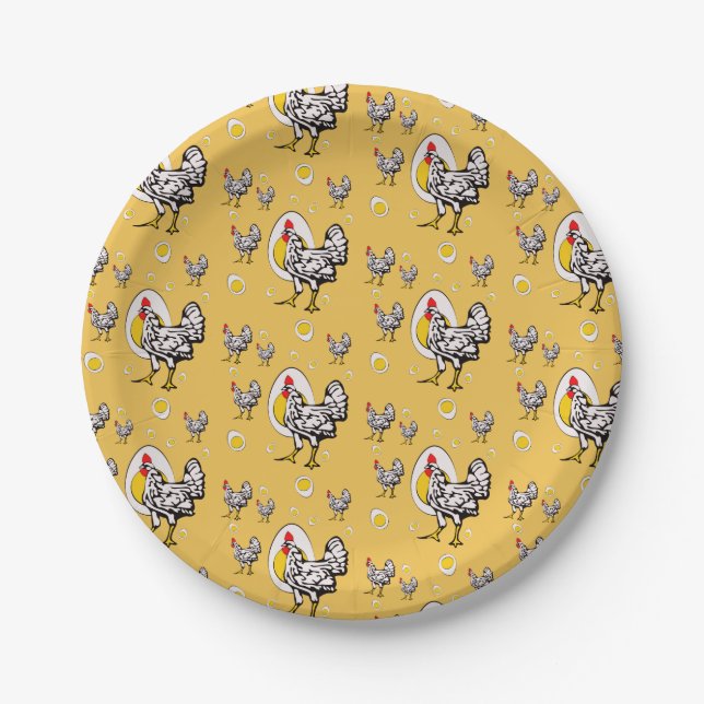 Retro Chickens Paper Plates (Front)