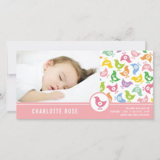 Retro Chicks Girl Birth Announcement Photo Card