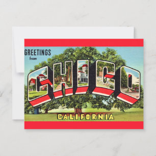 Retro Chico California Greeting  Postcard