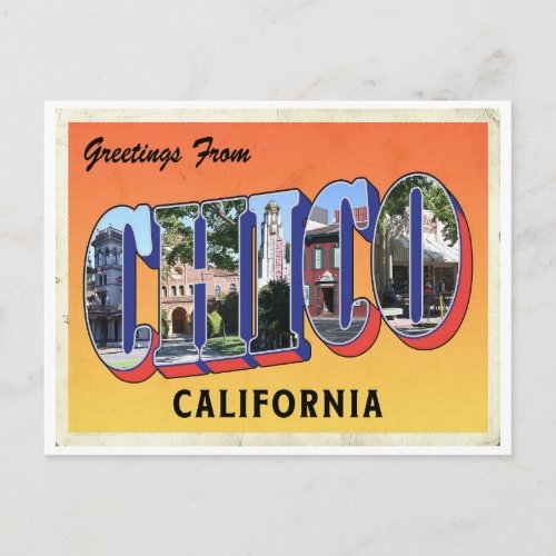Retro Chico California Postcard