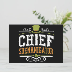Retro Chief Shenanigator Lucky Leprechaun Hat  Invitation
