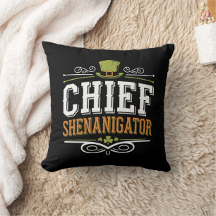 Retro Chief Shenanigator Lucky Leprechaun Hat  Throw Pillow
