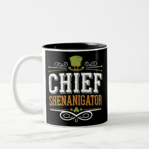 Retro Chief Shenanigator Lucky Leprechaun Hat Two-Tone Coffee Mug