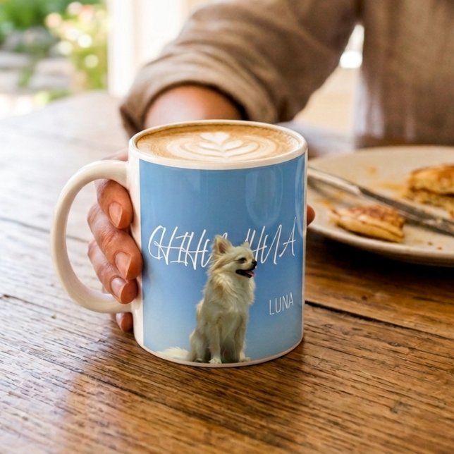 Retro Chihuahua Blue Sky Custom Dog Mom Mug (Creator Uploaded)