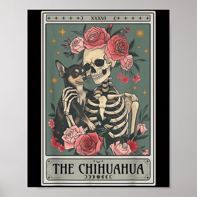 Retro Chihuahua Dog Lover The Moon Halloween , Wom Poster (Front)