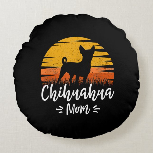 Retro Chihuahua Gift|Vintage Chihuahua Dogs Round Pillow (Front)