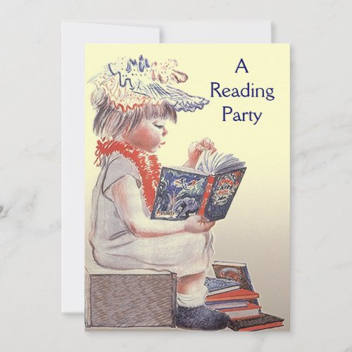 Retro Child Reading Party Book Club Invitation