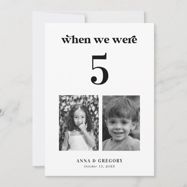 Retro Childhood Pictures 5x7 Wedding Table Number  (Front)