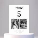 Retro Childhood Pictures Wedding Table Number 5<br><div class="desc">Decorate your wedding table with this number card,  featuring retro typography,  bride and groom's childhood pictures and custom text of your choice. Easily add your own details by clicking on the "personalize" option.</div>