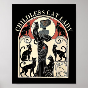 Retro Childless Cat Ladies Cat Karma Poster
