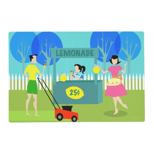 Retro Childrens Lemonade Stand Laminated Placemat