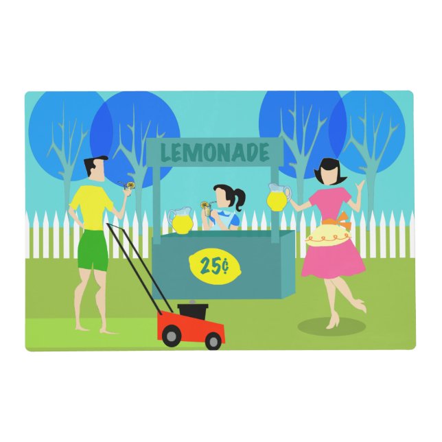 Retro Children's Lemonade Stand Laminated Placemat (Front)