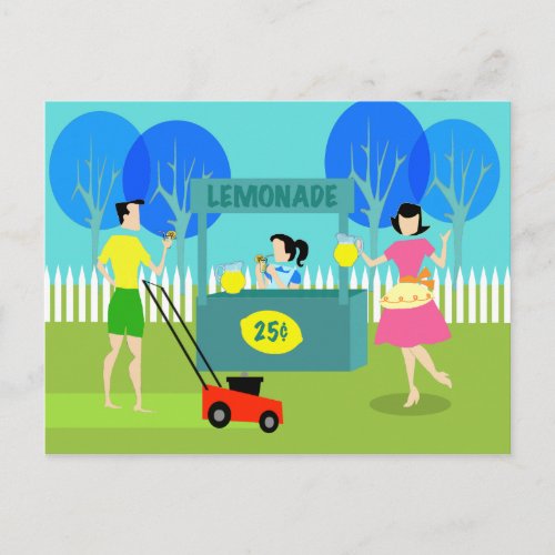 Retro Childrens Lemonade Stand Postcard