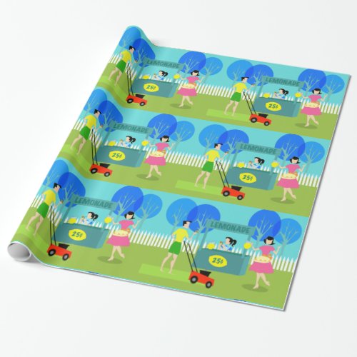 Retro Childrens Lemonade Stand Wrapping Paper