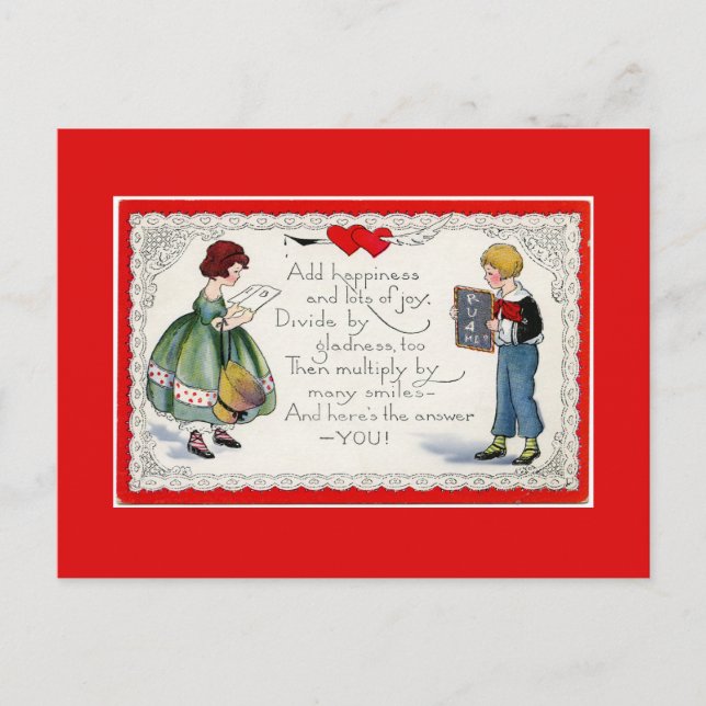 Retro Children's Valentine Holiday Postcard (Front)