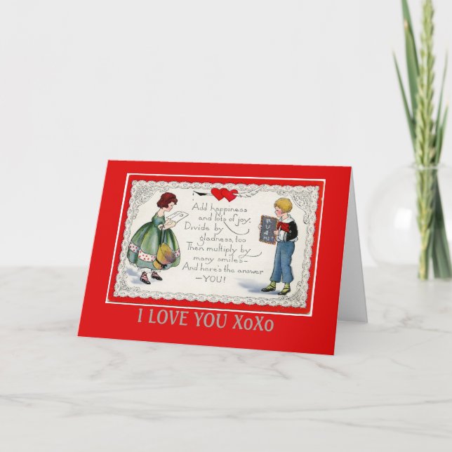 Retro Children's Valentine Red Holiday Card (Front)