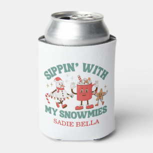 Retro Chillin' With My Snowmies Christmas Can Cooler