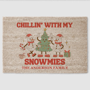 Retro Chillin' With My Snowmies Christmas Fiber Doormat
