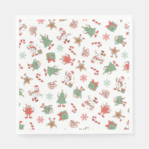Retro Chillin' With My Snowmies Christmas Napkins