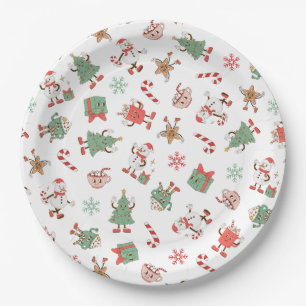 Retro Chillin' With My Snowmies Christmas Paper Plates