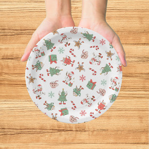 Retro Chillin' With My Snowmies Christmas Paper Plates