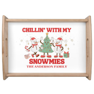 Retro Chillin' With My Snowmies Christmas Serving Tray