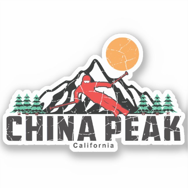 Retro China Peak Ski  Sticker (Front)