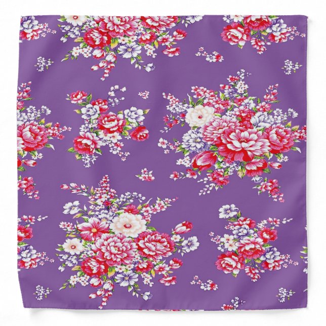 Retro Chinese Hakka Traditional Floral Pattern Bandana (Front)