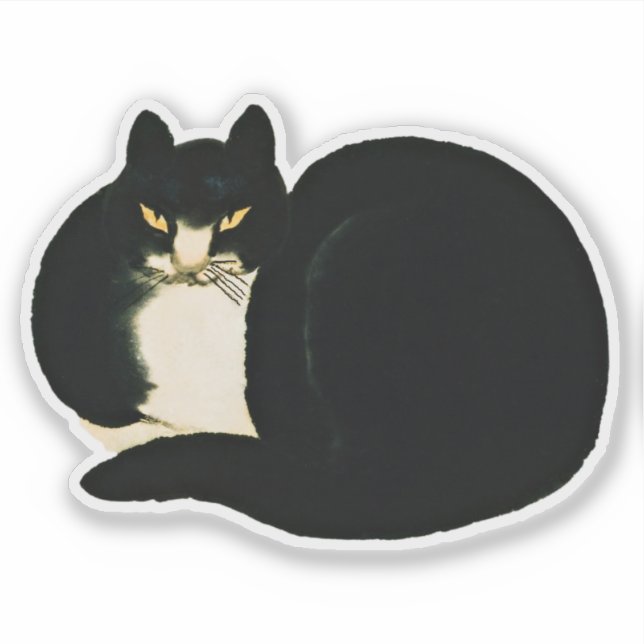 Retro Chinese Qing Dynasty Black Manchu Cat Sticker (Front)