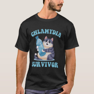 Retro Chlamydia Survivor Funny Cat Meme Sarcastic T-Shirt