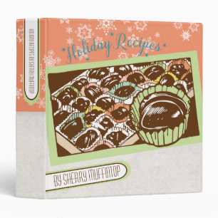 Retro chocolate bon-bons Christmas recipe cookbook 3 Ring Binder