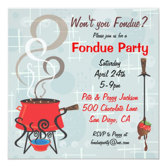 Retro Chocolate Fondue Party Invitation Zazzle Com