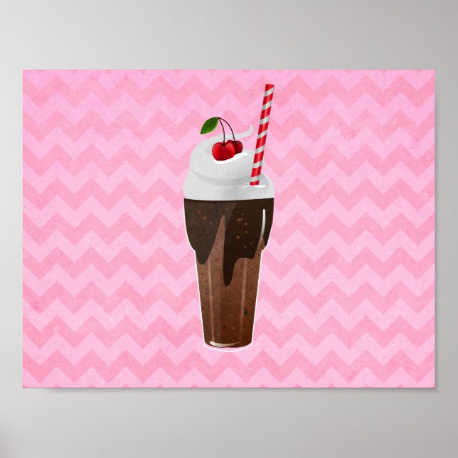 Retro Chocolate Ice Cream Shake Poster (Front)