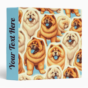 Retro Chow-Chow Seamless Pattern 3 Ring Binder
