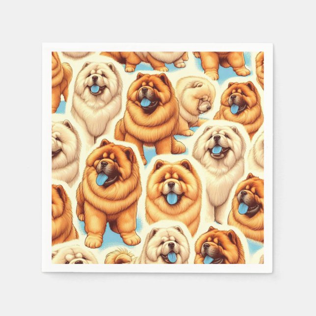 Retro Chow-Chow Seamless Pattern Napkins (Front)