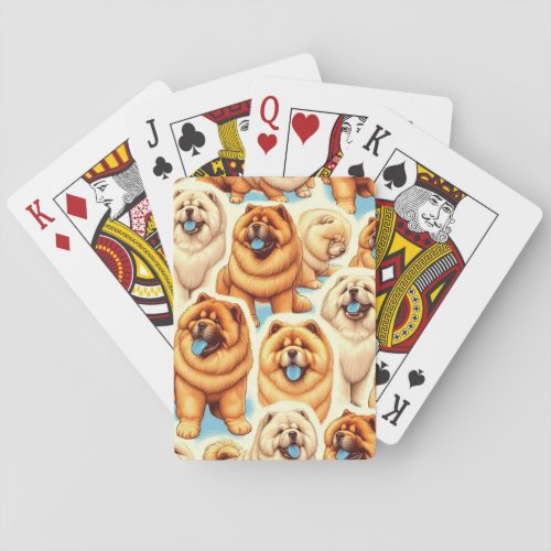 Retro Chow_Chow Seamless Pattern Poker Cards