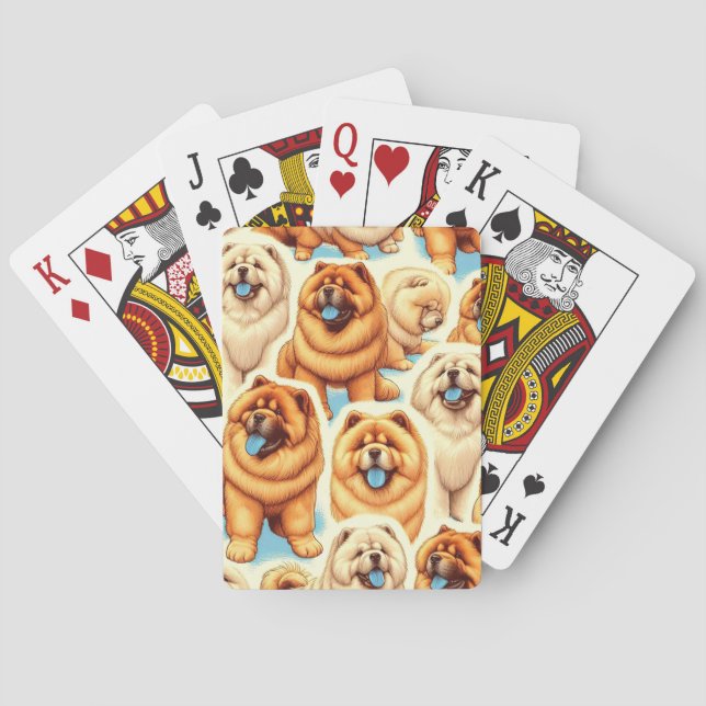 Retro Chow-Chow Seamless Pattern Poker Cards (Back)