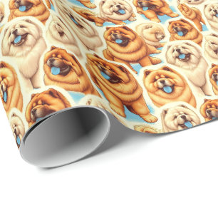Retro Chow-Chow Seamless Pattern Wrapping Paper