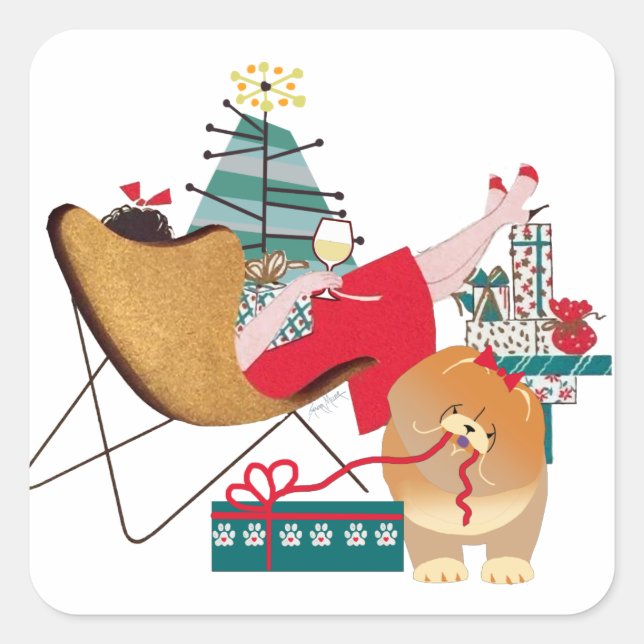 RETRO CHOWLIDAYS chow chow stickers (Front)