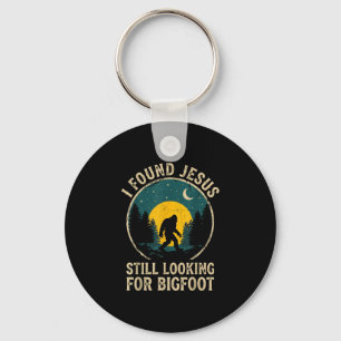Retro christian bigfoot believer funny faith keychain