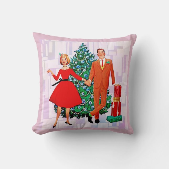 RETRO CHRISTMAS 1950'S COUPLE PILLOW (Front)