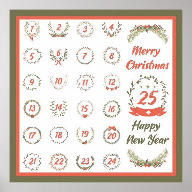 RETRO CHRISTMAS ADVENT CALENDAR 2023 POSTER (Front)